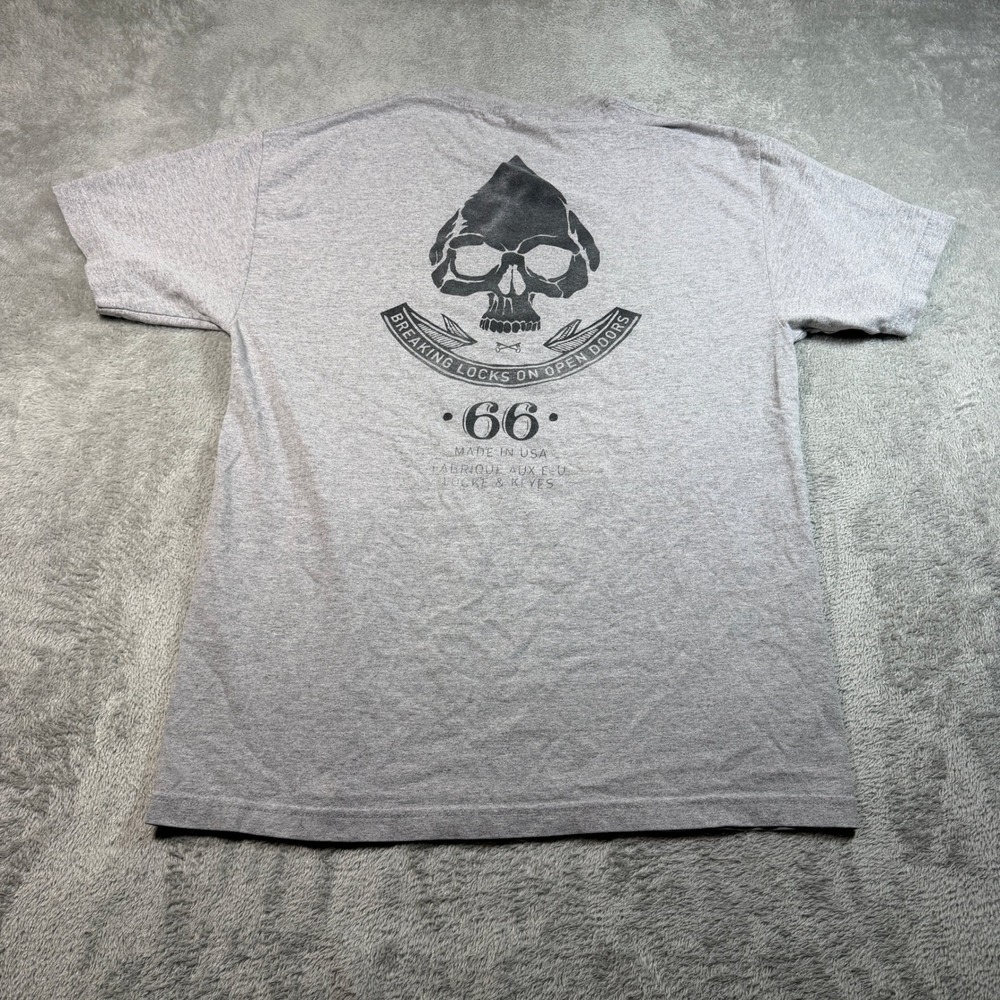 Bloodbath Project T-Shirt Mens Large Gray Skull Spade Breaking Locks Graphic